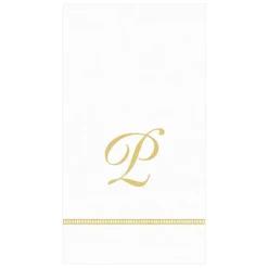 Hemstitch Script Single Initial Paper Guest Towel Napkins - 15 Per Package