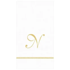 Hemstitch Script Single Initial Paper Guest Towel Napkins - 15 Per Package