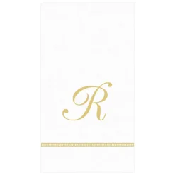 Hemstitch Script Single Initial Paper Guest Towel Napkins - 15 Per Package