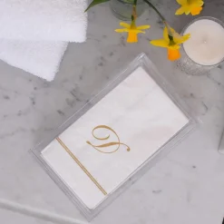 Hemstitch Script Single Initial Paper Guest Towel Napkins - 15 Per Package