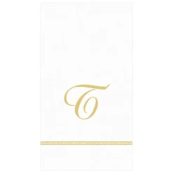 Hemstitch Script Single Initial Paper Guest Towel Napkins - 15 Per Package