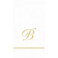 Hemstitch Script Single Initial Paper Guest Towel Napkins - 15 Per Package