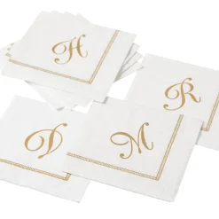 Hemstitch Script Single Initial Paper Cocktail Napkins - 20 Per Package
