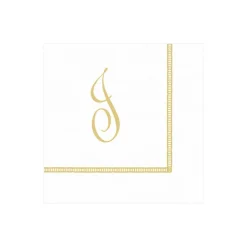 Hemstitch Script Single Initial Paper Cocktail Napkins - 20 Per Package