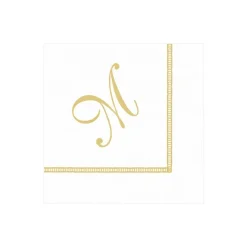 Hemstitch Script Single Initial Paper Cocktail Napkins - 20 Per Package
