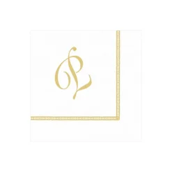 Hemstitch Script Single Initial Paper Cocktail Napkins - 20 Per Package
