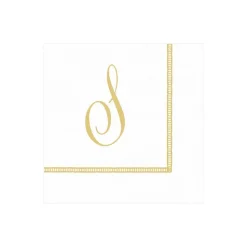 Hemstitch Script Single Initial Paper Cocktail Napkins - 20 Per Package