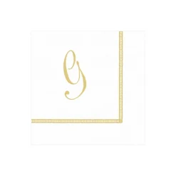 Hemstitch Script Single Initial Paper Cocktail Napkins - 20 Per Package