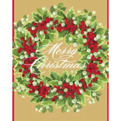 Holly And Berry Wreath Classic Boxed Christmas Cards - includes 15 cards & envelopes
