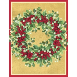 Holly And Berry Wreath Classic Boxed Christmas Cards - includes 15 cards & envelopes