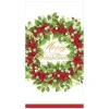 Holly and Berry Wreath Merry Christmas Paper Guest Towel Napkins - 15 Per Package
