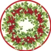 Holly and Berry Wreath Round Paper Placemats - 12 Per Package