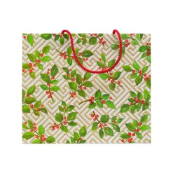 Holly And Fretwork Gift Bags - includes 1 Gift Bags