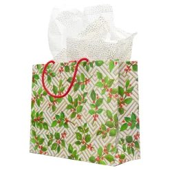 Holly And Fretwork Gift Bags - includes 1 Gift Bags