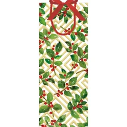Holly And Fretwork Gift Bags - includes 1 Gift Bags