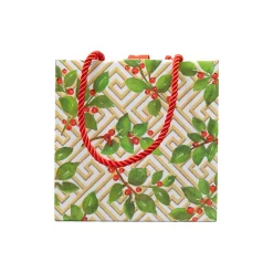 Holly And Fretwork Gift Bags - includes 1 Gift Bags