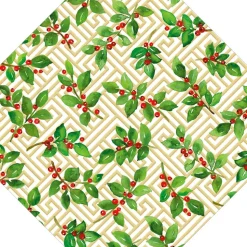 Holly And Fretwork Hardback Placemat - 1 count
