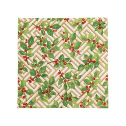 Holly and Fretwork White Cocktail Napkins - includes 20 Cocktail Napkins