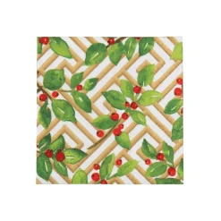 Holly and Fretwork White Cocktail Napkins - includes 20 Cocktail Napkins