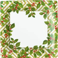 Holly And Fretwork White Square Paper Dinner Plates - includes 8 Paper Dinner Plates