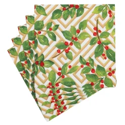 Holly And Fretwork White Luncheon Napkins - includes 20 Luncheon Napkins