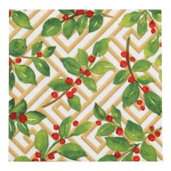 Holly And Fretwork White Luncheon Napkins - includes 20 Luncheon Napkins