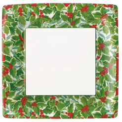 Holly and Mistletoe Paper Dinner Plates - 8 Per Package