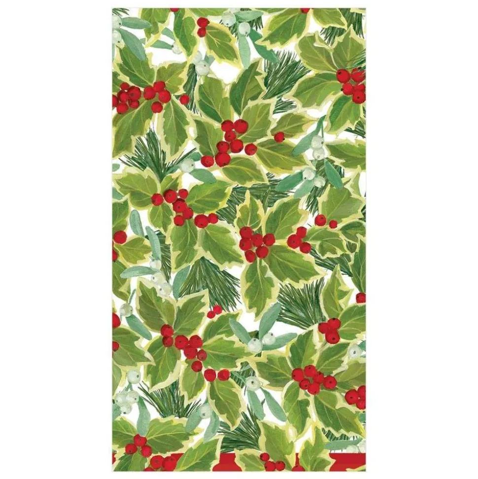 Holly and Mistletoe Paper Guest Towel Napkins - 15 Per Package