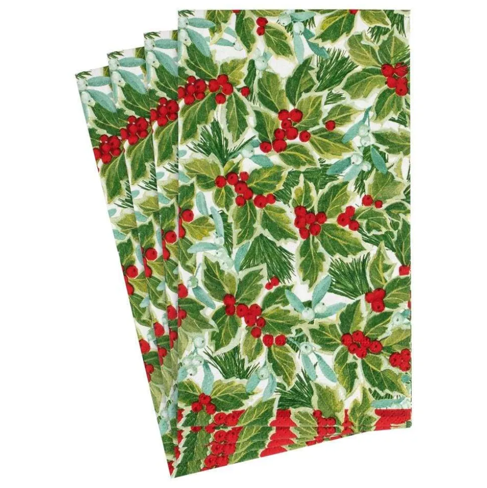 Holly and Mistletoe Paper Guest Towel Napkins - 15 Per Package