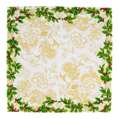 Holly Ceramic Ivory & Gold Cocktail Napkins - 20 Per Package