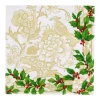 Holly Ceramic Ivory & Gold Dinner Napkins - 20 Per Package