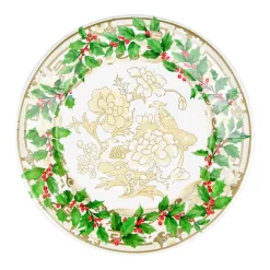 Holly Ceramic Ivory & Gold Paper Dinner Plates - 8 Per Package