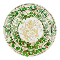 Holly Ceramic Ivory & Gold Paper Dinner Plates - 8 Per Package