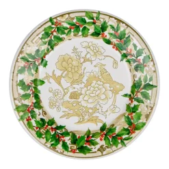 Holly Ceramic Ivory & Gold Paper Salad & Dessert Plates - 8 Per Package