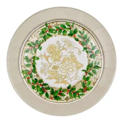 Holly Ceramic Ivory & Gold Paper Salad & Dessert Plates - 8 Per Package