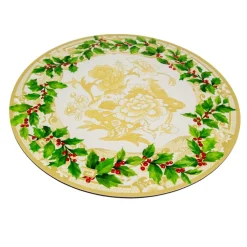 Holly Ceramic Ivory/Gold Hardback Placemat - 1 count