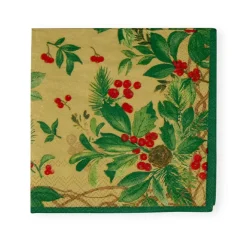 Holly Chintz Gold Cocktail Napkins - 20 Per Package