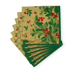 Holly Chintz Gold Cocktail Napkins - 20 Per Package