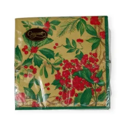 Holly Chintz Gold Cocktail Napkins - 20 Per Package