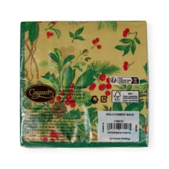 Holly Chintz Gold Cocktail Napkins - 20 Per Package