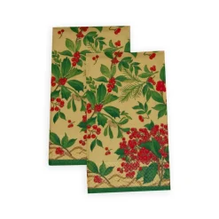 Holly Chintz Gold Guest Towel Napkins - 15 Per Package