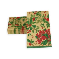 Holly Chintz Gold Guest Towel Napkins - 15 Per Package