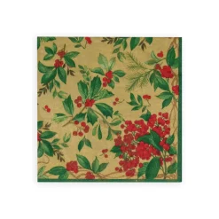 Holly Chintz Gold Luncheon Napkins - 20 Per Package