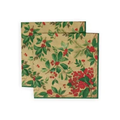 Holly Chintz Gold Luncheon Napkins - 20 Per Package