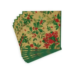 Holly Chintz Gold Luncheon Napkins - 20 Per Package