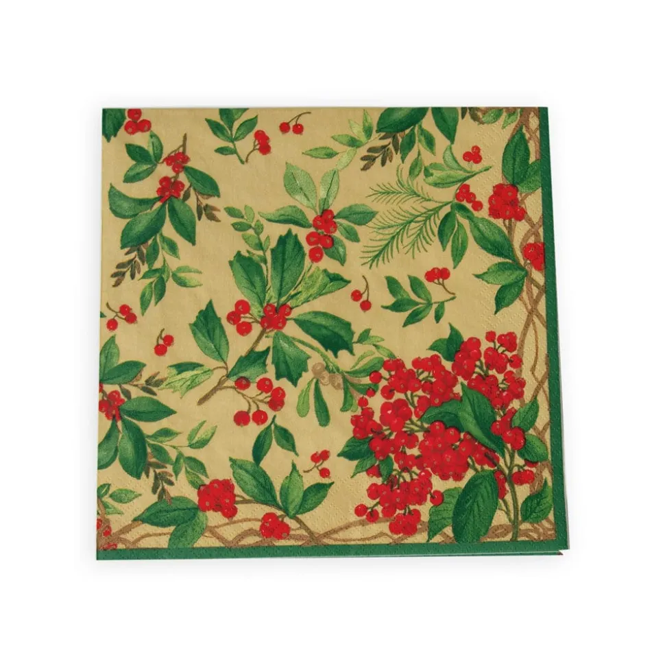 Holly Chintz Gold Napkin Dinner - 20 Per Package