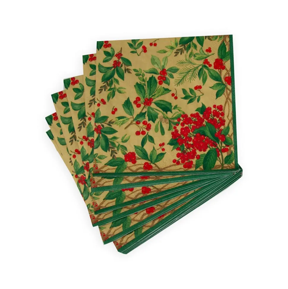 Holly Chintz Gold Napkin Dinner - 20 Per Package