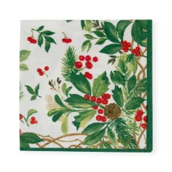 Holly Chintz White Cocktail Napkins - 20 Per Package