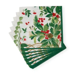 Holly Chintz White Cocktail Napkins - 20 Per Package