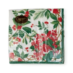 Holly Chintz White Cocktail Napkins - 20 Per Package